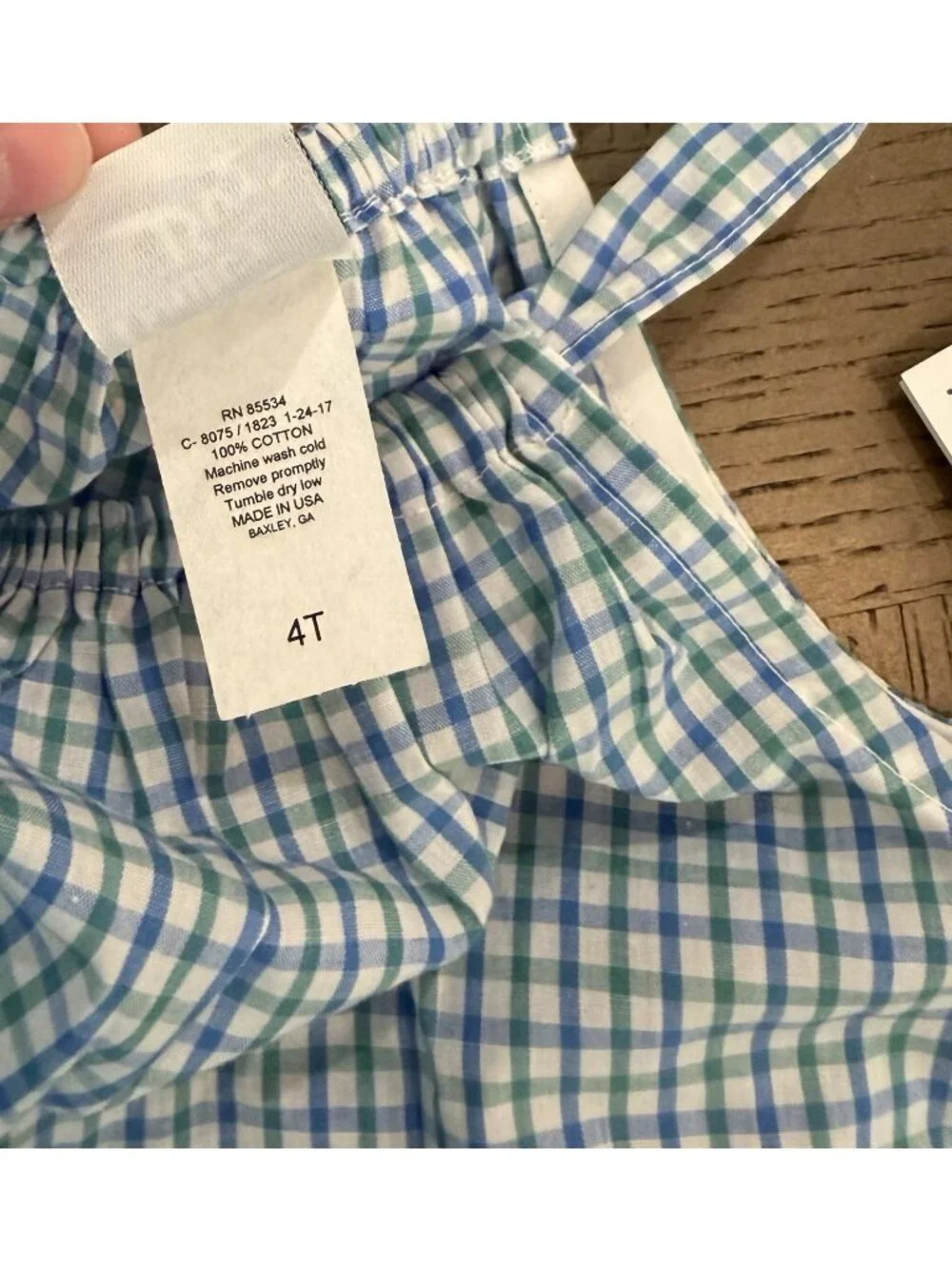 The Bailey Boys Golf Pillowcase Short Set Blue Green Gingham 4T Preppy NWT